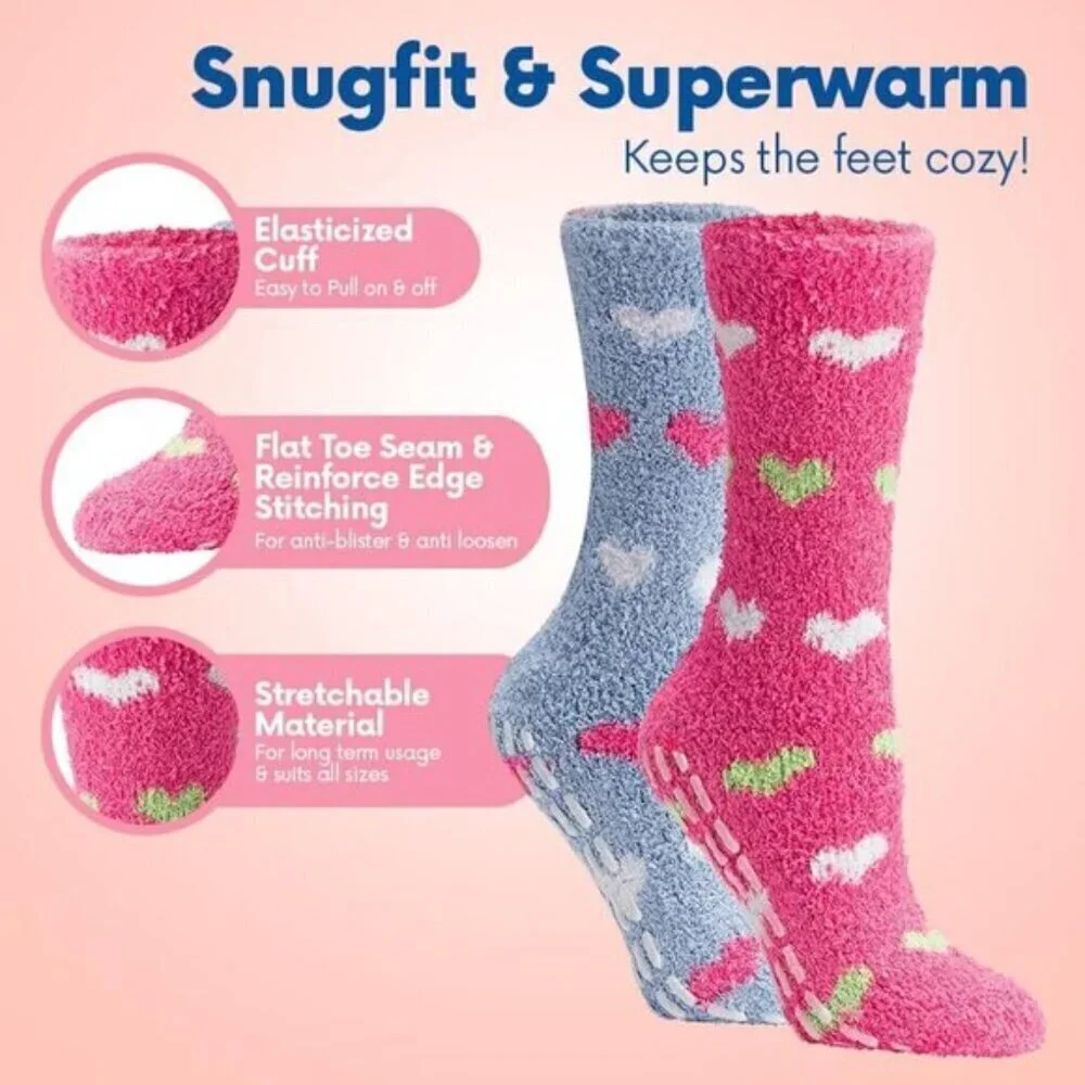 Debra Weitzner Fuzzy Non-Slip Socks Cozy Winter Fleece 5/6 Pairs for Women